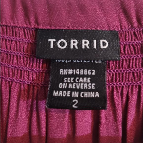 Torrid Womens Plus Size 2X Magenta Flowy Tunic Blouse Semi-Sheer Fairycore Fae - Picture 7 of 10